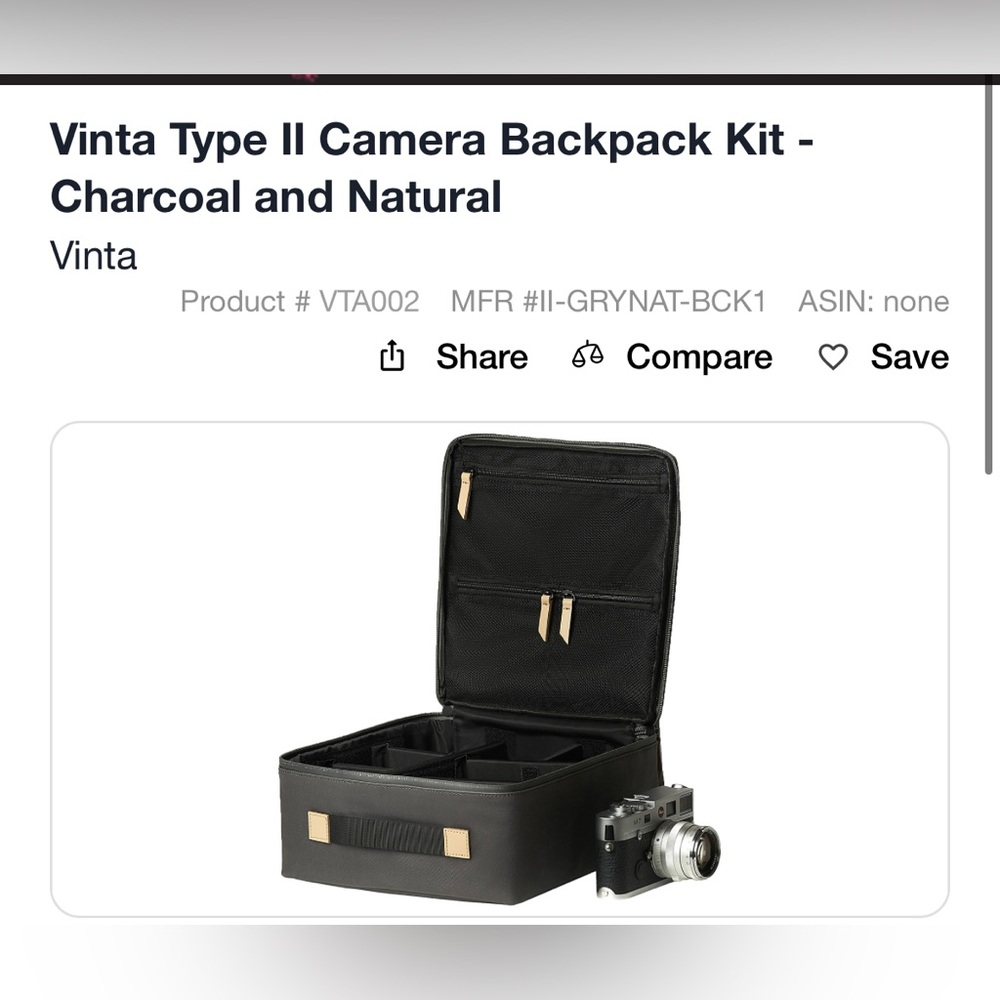 Vinta Supply Co Type II Standard Camera Pack Waterproof Bag